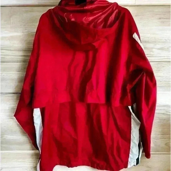 Vtg 90’s Nike Men’s Red Hooded Anorak 1/2 Zip Pullover Windbreaker Jacket Sz XL - Picture 4 of 16